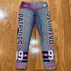 Fiber Women’s One Size Leggings Patriots Blue Pink and White